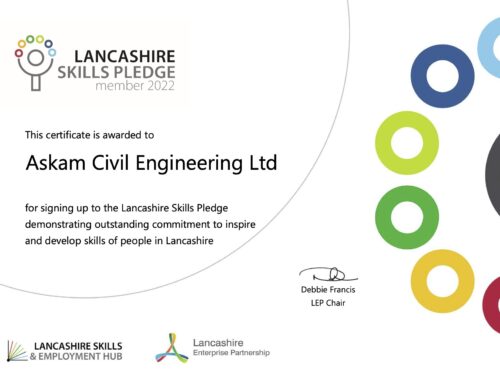 Askam have been presented with our 2022 Lancashire Skills Pledge Certificate